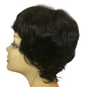Vivica Fox HH-Carita Pure Stretch Cap Human Hair Wig 1B Off Black NWT  - A866W